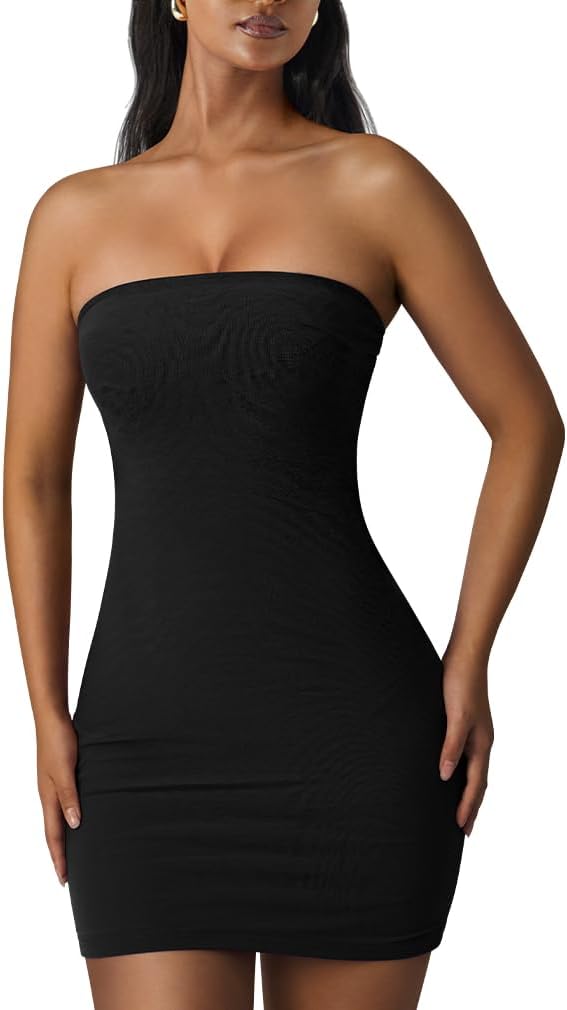 Strapless Mesh Tube Bodycon Mini Dress in Black