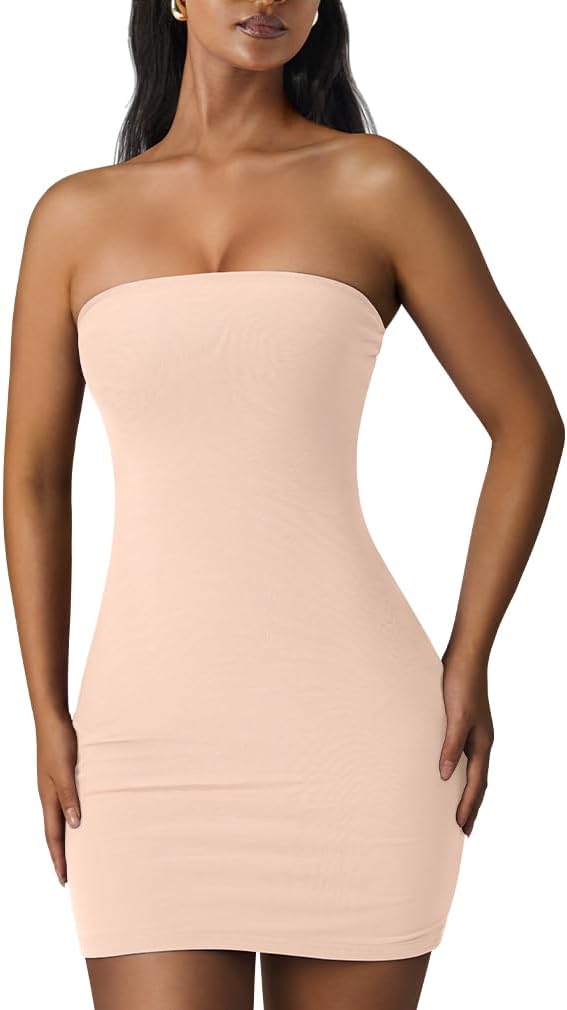 Strapless Mesh Tube Bodycon Mini Dress in Pink