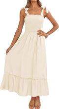 Ruffled Spaghetti-Strap Square-Neck Maxi Dress in Apricot