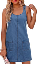 Sleeveless Denim Overall Mini Dress in Ashleigh Blue