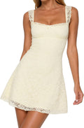 Floral Lace Spaghetti-Strap A-Line Mini Sundress in Apricot